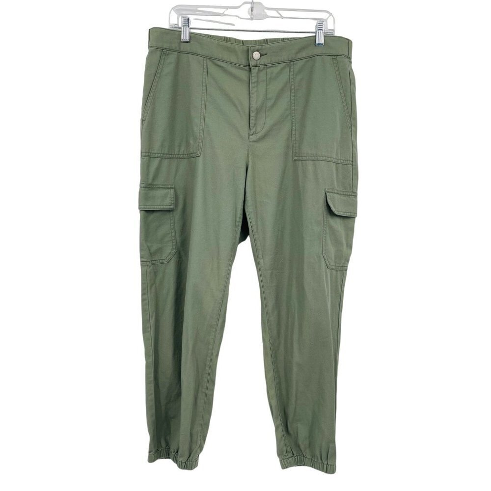J.Crew Factory Women's Utility Cargo Pant Size 14 High Rise Relaxed Fit Green